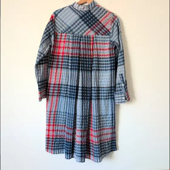 Mii au Musee Pixel Art Dress Womens XS Artsy Lagenlook Blue Red Wool India $480 - Picture 5 of 9